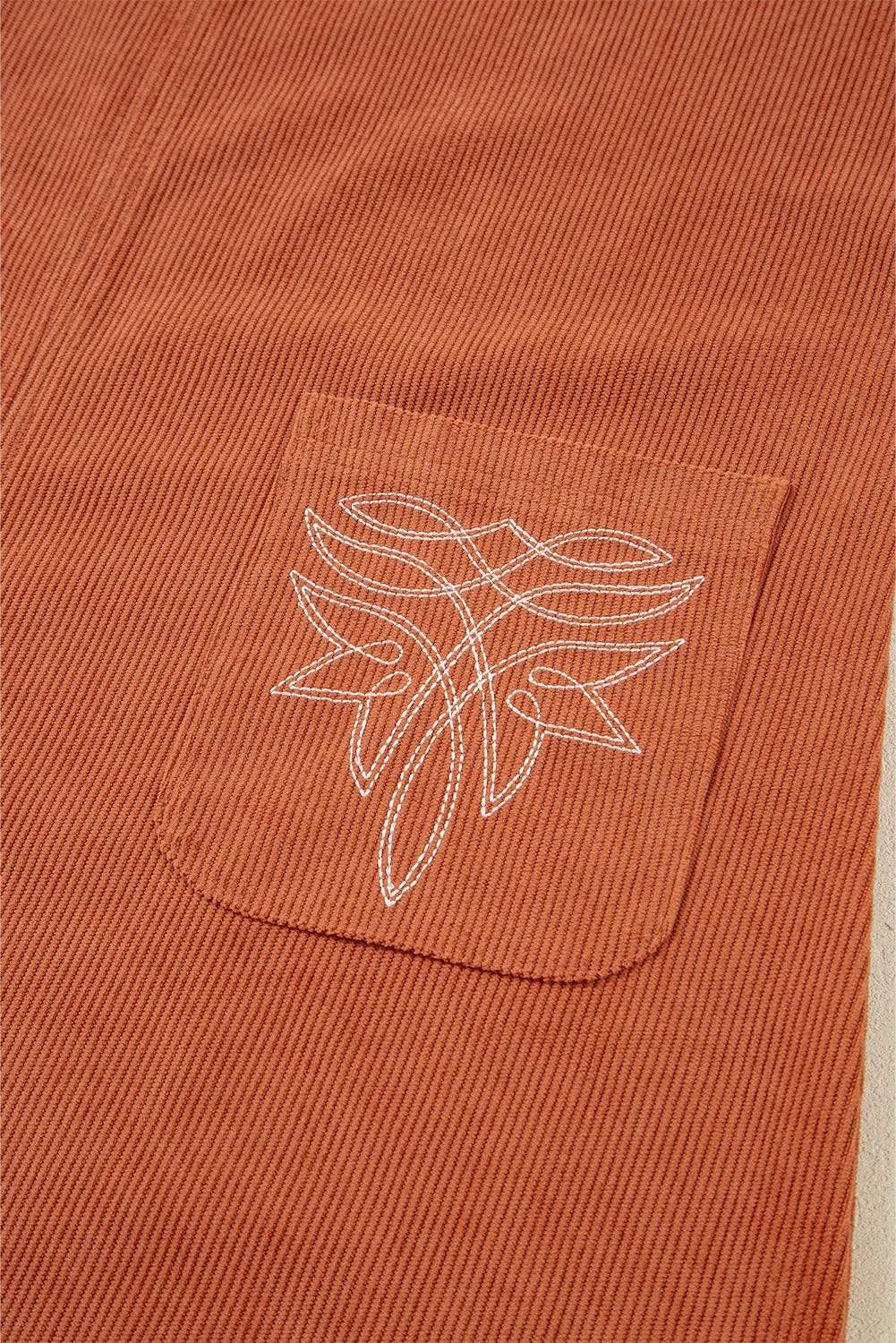 Western Corduroy Embroidered Patch Pocket Mini Dress