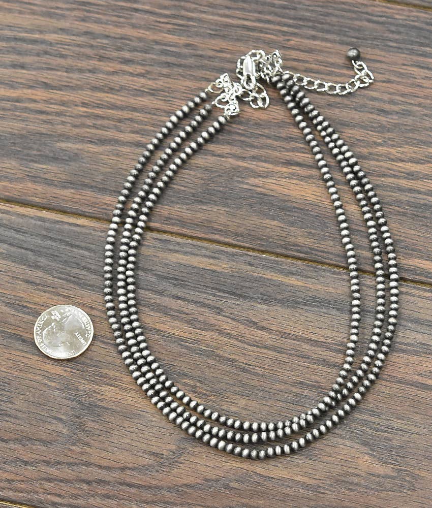 Three Strand Navajo Bead Simple Necklace