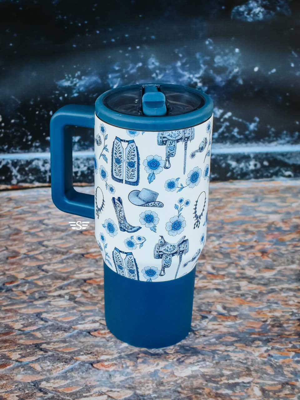 Western Chinoiserie Flip Top Tumbler