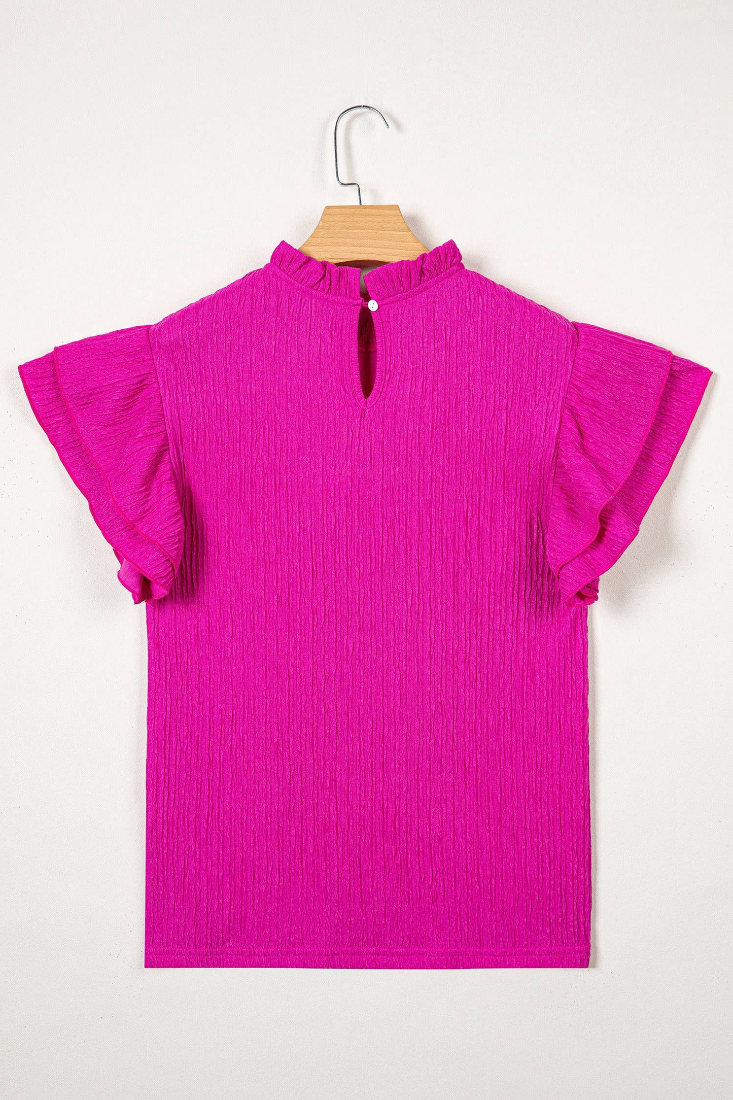 Pink Textured Ruffle Blouse
