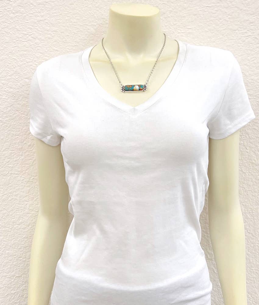 Turquoise & Rust Bar & Bead Necklace & Earrings Set