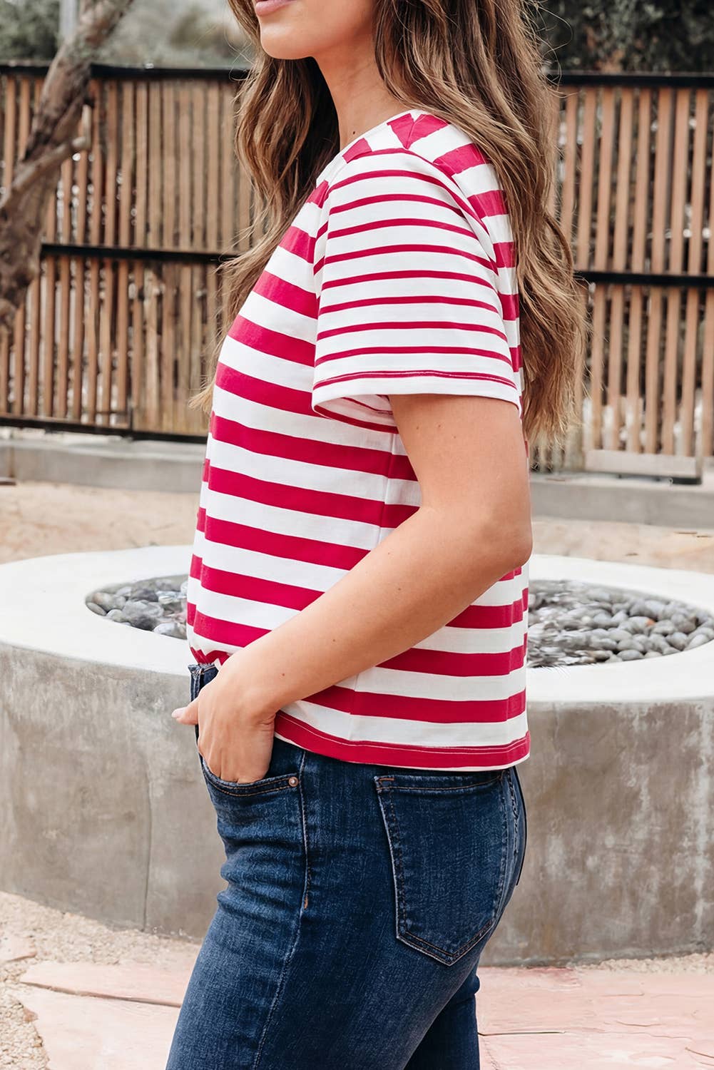 Red + White Stripe Tee